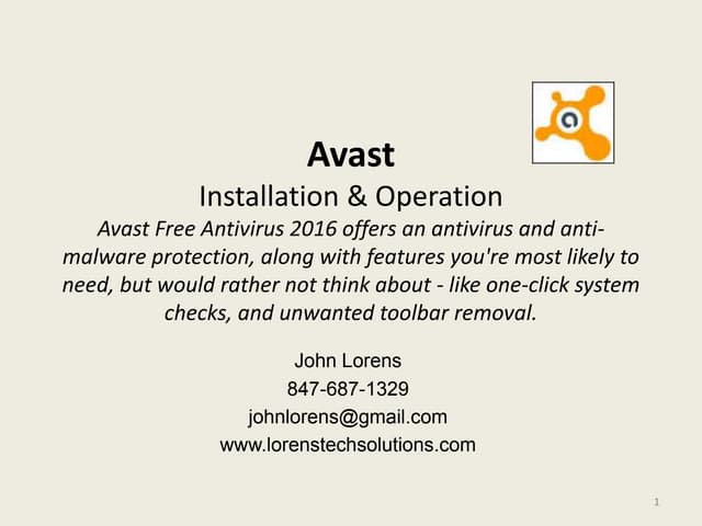 Avast installation and operation