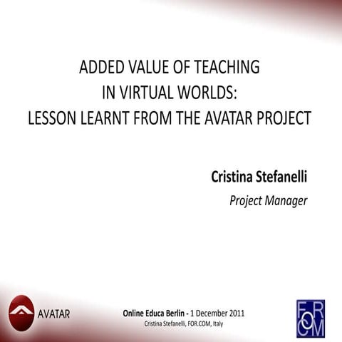 AVATAR project at the Online Educa Berlin Conference 2011