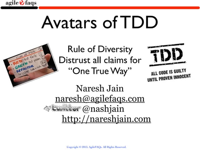 Avatars of Test Driven Development (TDD)