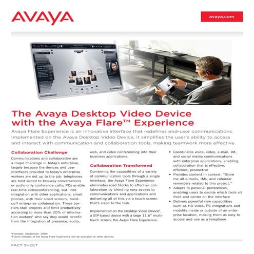 Avaya flare experience desktop device