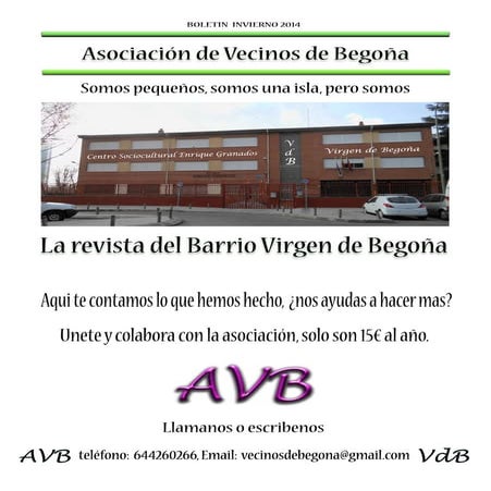 Asociación de Vecinos de Begoña Boletín 2014