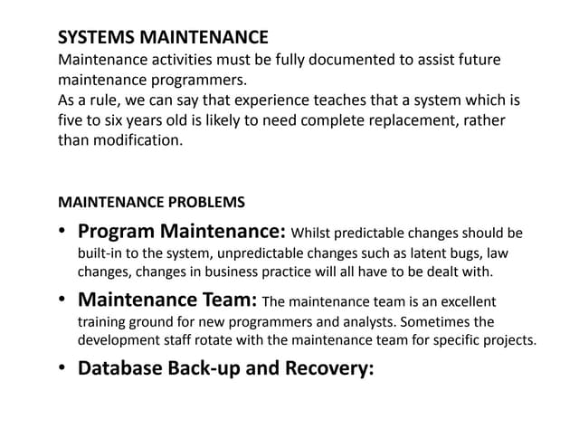 L11 system maintenance