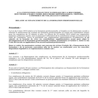 IDCC 992 Avenant 47 branche boucherie