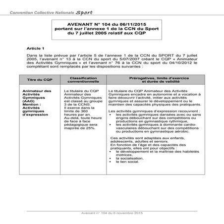 IDCC 2511 Avenant portant sur l'annexe 1 relatif aux CQP 