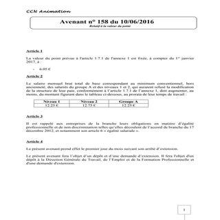 IDCC 1518 Avenant 158   salaires