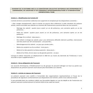 IDCC 43 avenant de modification de ...