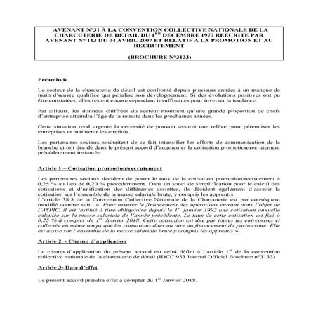 IDCC 953 Avenant promotion recrutement