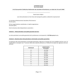 IDCC 1801 Rémunéraiton et frais tra...