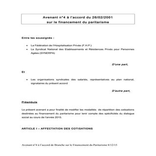 IDCC 2264 Avenant n°4 à l'accord su...