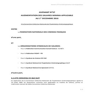Avenant sur les salaires minima dan...