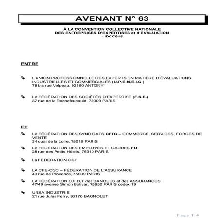 IDCC 915 avenant n° 63 du 24 mars 2016