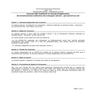 IDCC 275 avenant n° 89 du 31 mars 2016