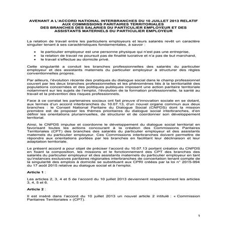 IDCC 2111- 2395 Avenant accord du 10 07-2013 cpt 03 1016