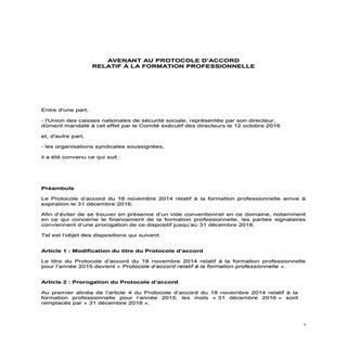 IDCC 218 avenant formation professi...