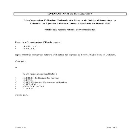 IDCC 1790 Avenant sur les salaires dans la CCN des espaces de loisirs et d'at...