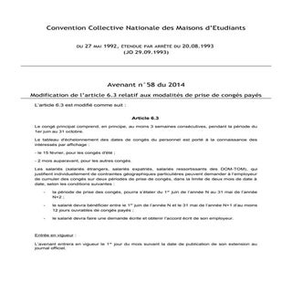 IDCC 1671 : Avenant n°58 report des...