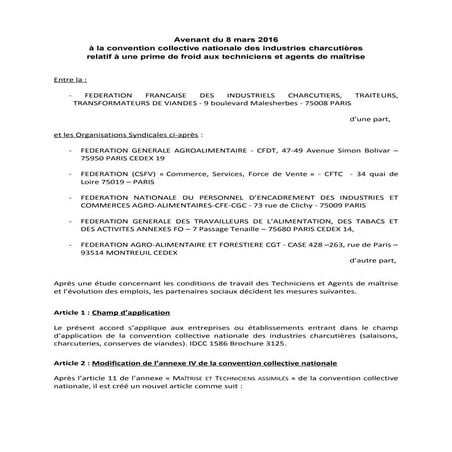 IDCC 1586 avenant du 8 mars 2016