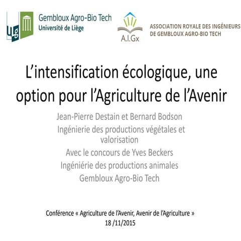 AIGx - J-P Destain & B. Bodson - Agriculture de l'Avenir