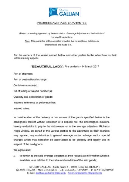 LETTERA DI RESPONSABILIZZAZIONE