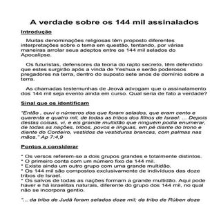 A verdade sobre os 144 mil assinalados