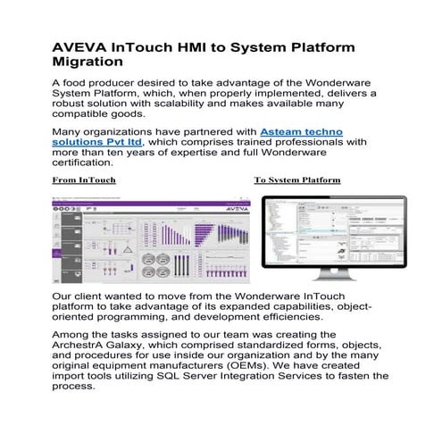AVEVA InTouch HMI to System Platform Migration