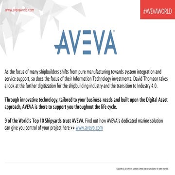Integrated Shipbuilding Strategy by David Thomson, AVEVA