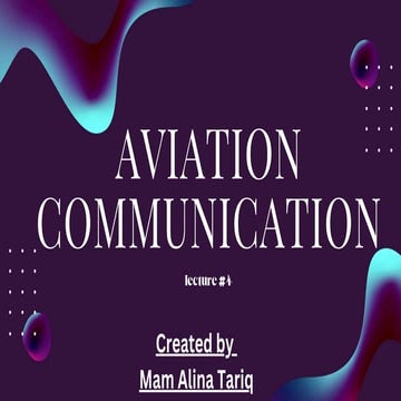 Aviation Communication Lecture # 1 for semester #3 | PDF