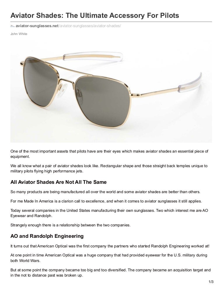 Aviator Shades The Ultimate Accessory For Pilots