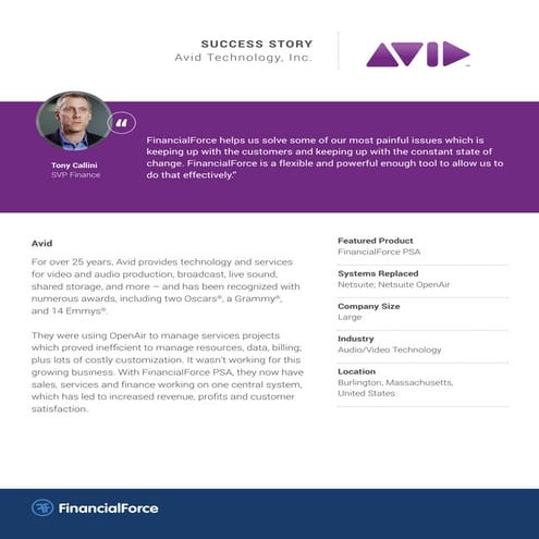 FinancialForce PSA Case Study: AVID - enterprise biz