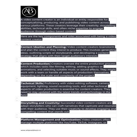 A video content creator is an individual