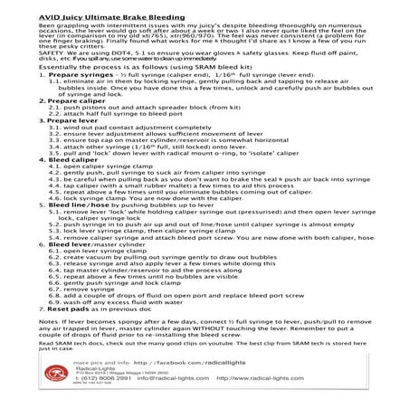 A V I D Juicy Ultimate Brake Bleeding