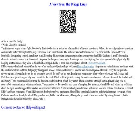 A View From The Bridge Essay