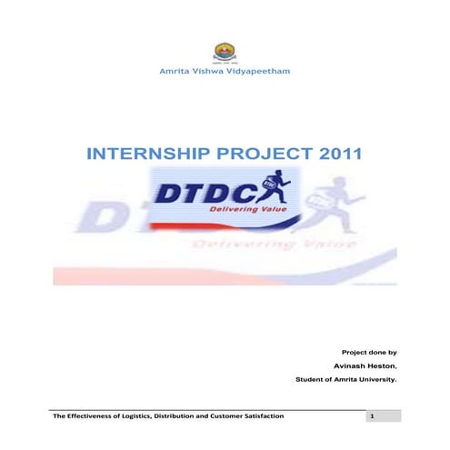 Logistics and Distribution Project - DTDC