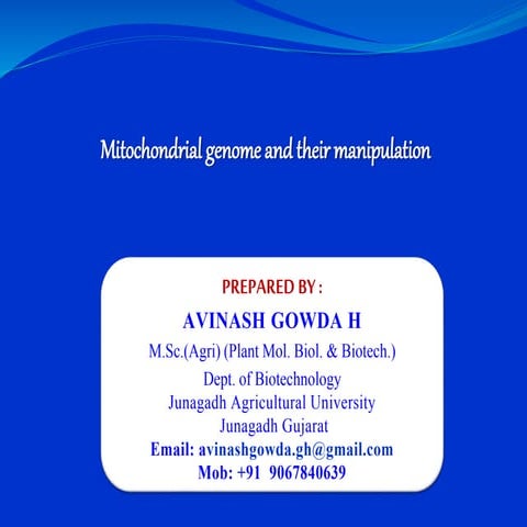 Mitochondrial genome and its manipulation