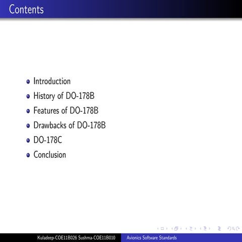 Avionics Software Standards ppt in latex