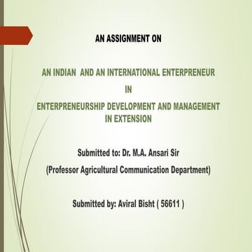 An Indian and an International Enterpreneur | PPTX