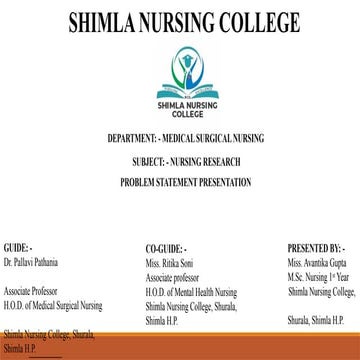 Research problem statement [ Medical surgical Nursing]