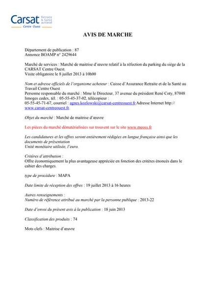 Struttura Di Una Lettera Commerciale in francese - esempio