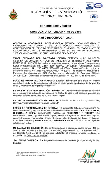 Aviso convocatoria interventoria cd...