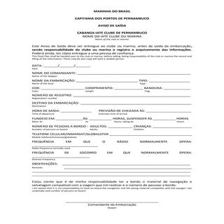 Aviso de Saída de Embarcação