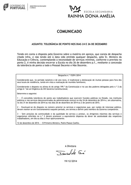 Aviso tolerância de ponto 2014