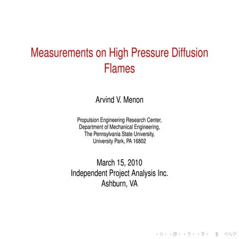 High Pressure Diffusion Flames | PDF