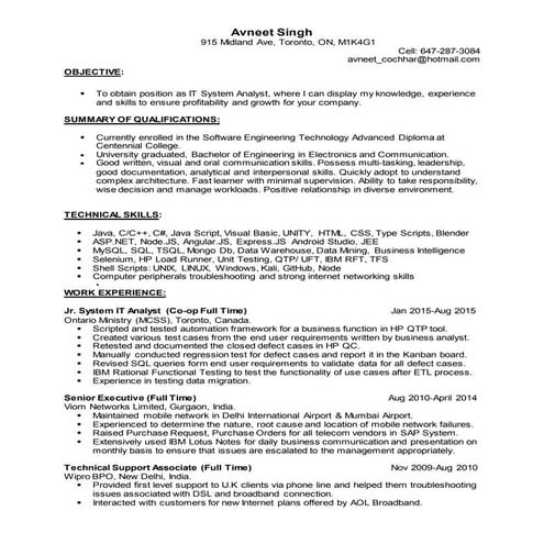 Avneet singh resume