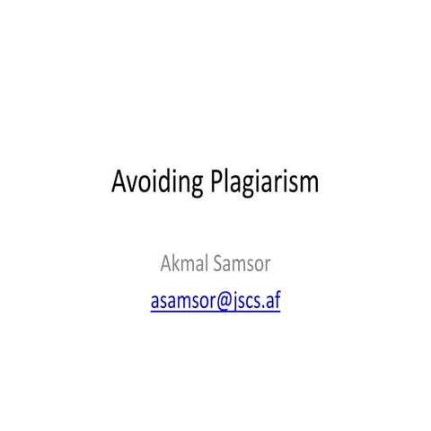 How to Avoid Plagiarism ? 