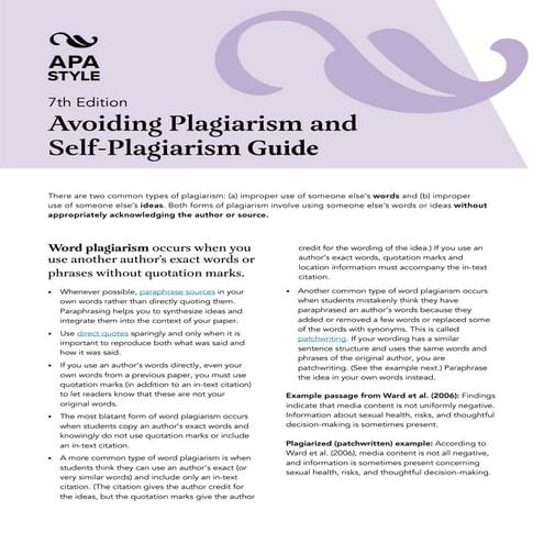 Avoiding plagiarism and self plagiarism guide 7th ed.