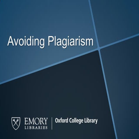 Avoiding Plagiarism