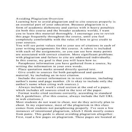 Avoiding Plagiarism OverviewLearning how to avoid plagiarism and.docx
