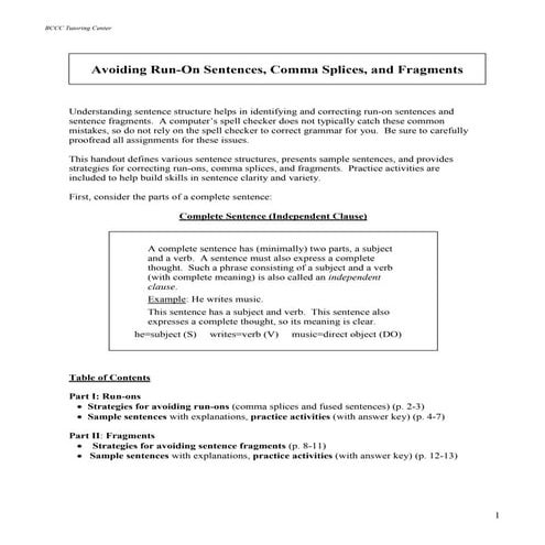 Avoiding run onscommasplicesfragmentsjuly08