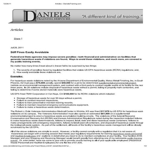 Avoid Stiff RCRA Fines