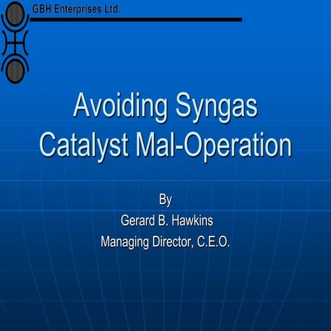 Avoid syn gas catalyst mal operation